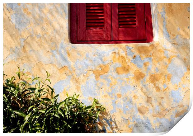 Red shutters, Athens. Print by John Robertson