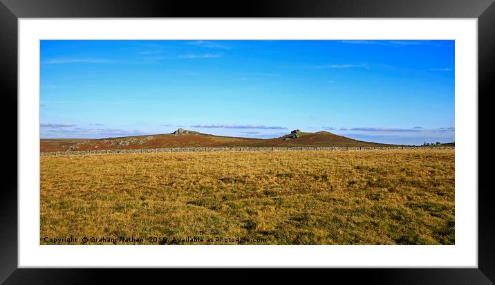 Looking towards Haytor and Saddle Tor on Dartmoor. Framed Mounted Print by Graham Nathan