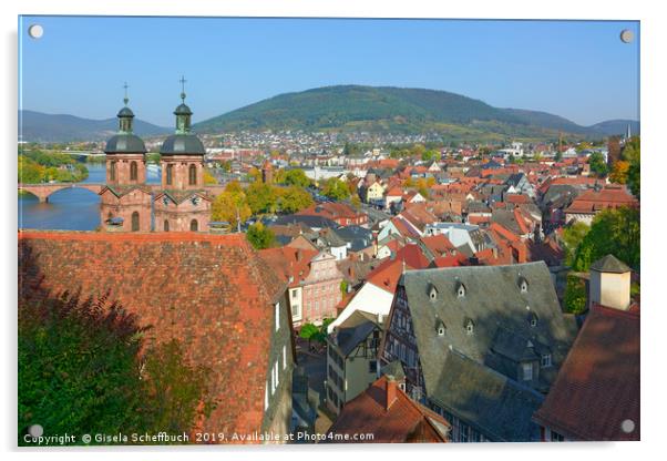 Quaint Old Town of Miltenberg Acrylic by Gisela Scheffbuch
