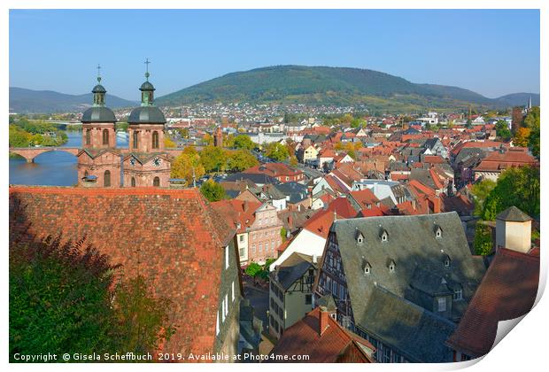 Quaint Old Town of Miltenberg Print by Gisela Scheffbuch