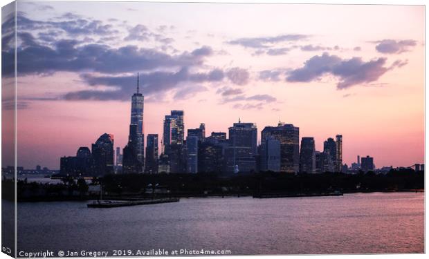 Sunrise over Manhatten Canvas Print by Jan Gregory