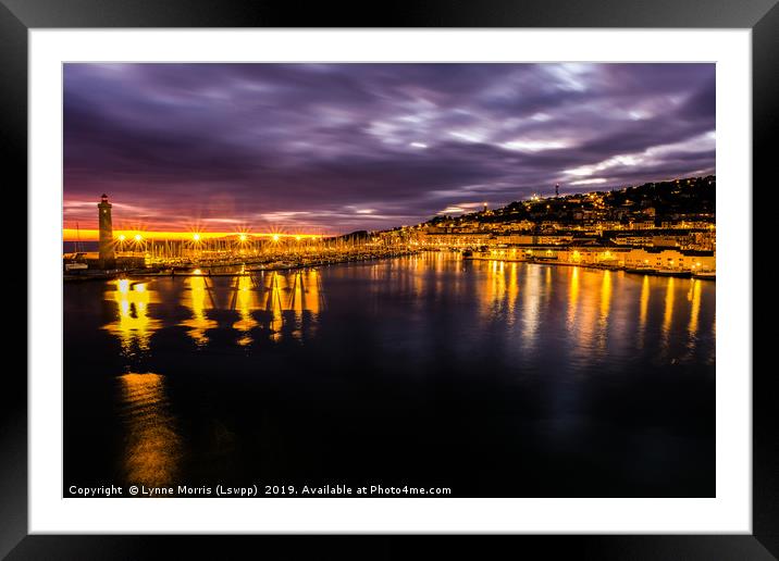 Sunset over Sete, France Framed Mounted Print by Lynne Morris (Lswpp)
