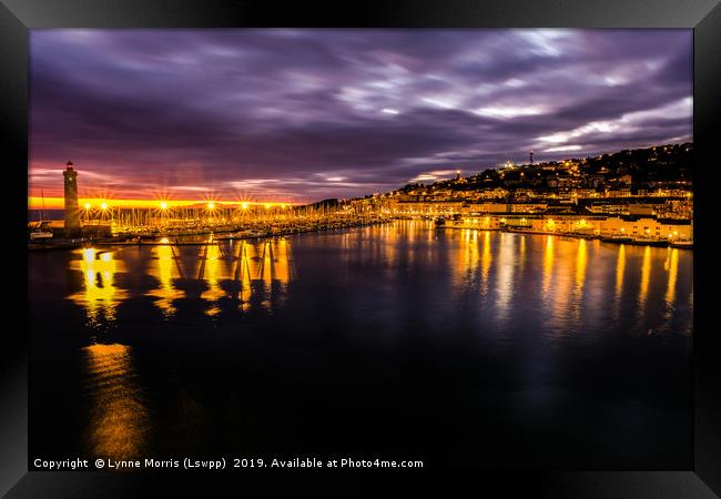 Sunset over Sete, France Framed Print by Lynne Morris (Lswpp)