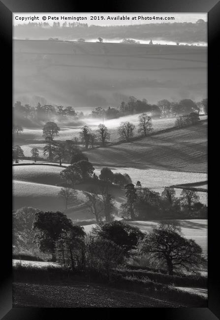 Misty Mid Devon Framed Print by Pete Hemington