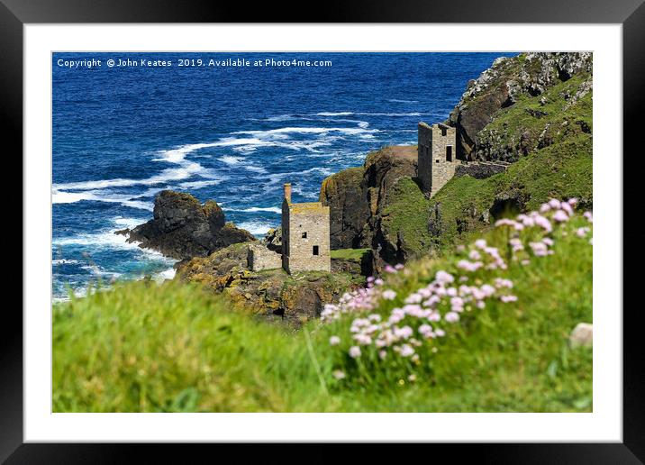 Crowns Mine at Botallack ex-tin mine in Cornwall,  Framed Mounted Print by John Keates