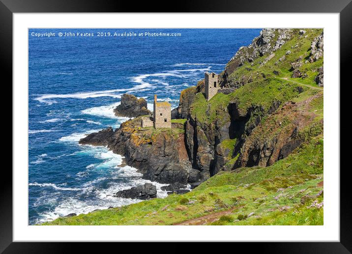 Crowns Mine at Botallack ex-tin mine in Cornwall,  Framed Mounted Print by John Keates