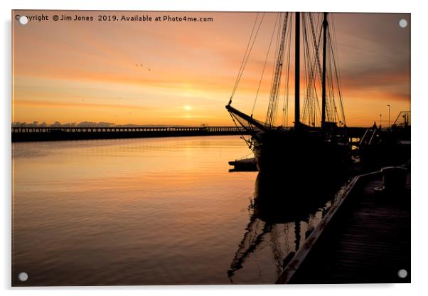 Dawn reflections on the River Blyth Acrylic by Jim Jones