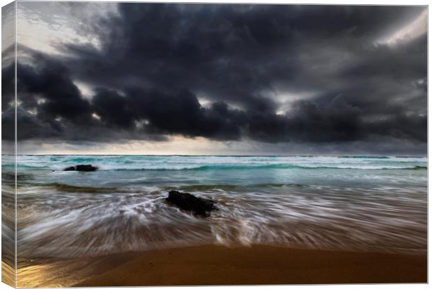 Stormy Seas Bedruthan Steps Canvas Print by Maggie McCall