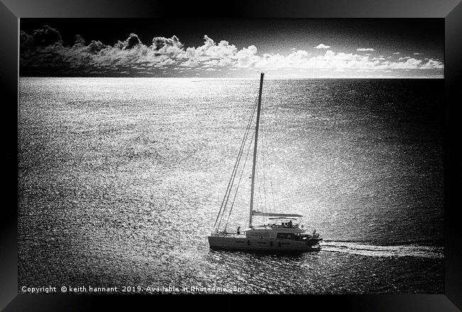 Caribbean Yacht off Grenada Framed Print by keith hannant