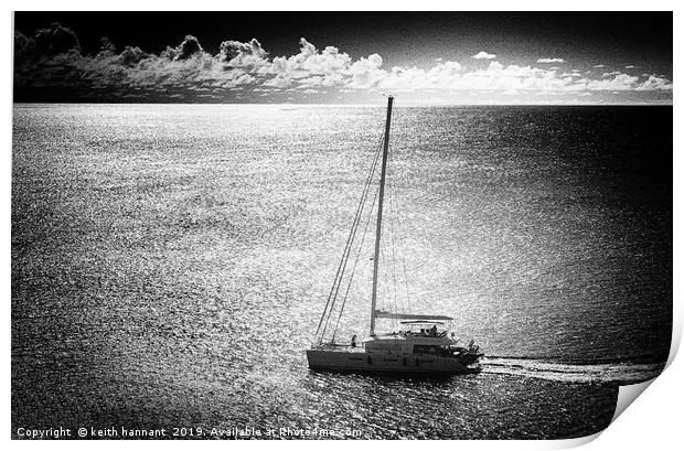 Caribbean Yacht off Grenada Print by keith hannant
