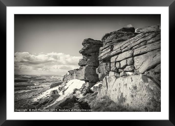 Stanage Edge No. 1 B&W Framed Mounted Print by Phill Thornton