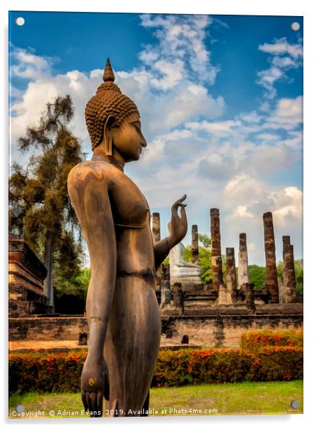 Sukhothai Buddha Thailand Acrylic by Adrian Evans