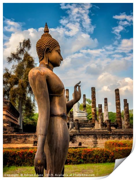 Sukhothai Buddha Thailand Print by Adrian Evans