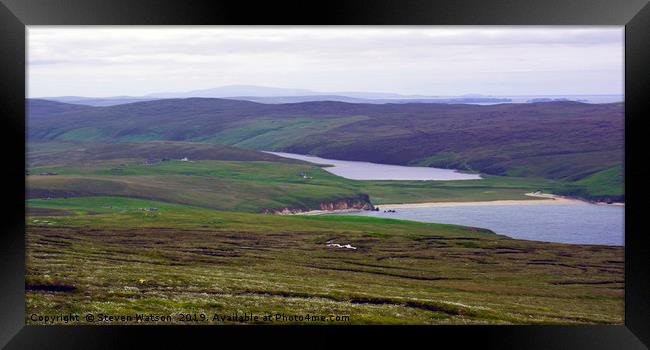 The Loch of Cliff and Burra Voe  Framed Print by Steven Watson