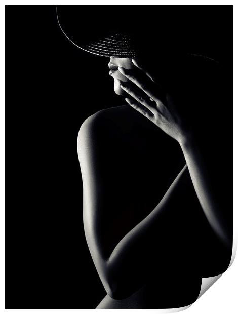 Nude woman with black hat 3 Print by Johan Swanepoel