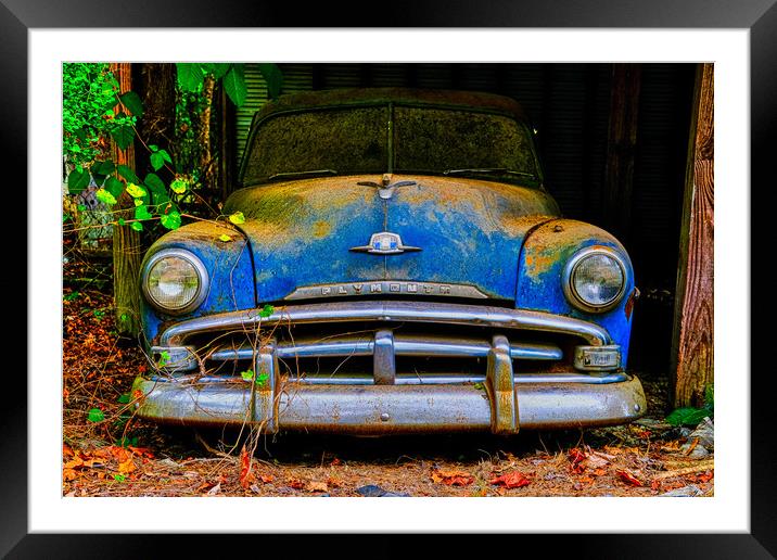 Old Blue Plymouth Framed Mounted Print by Darryl Brooks