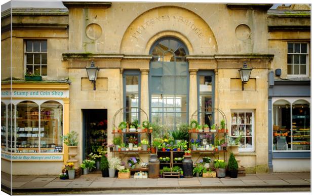 Flower Shop, Bath Canvas Print by Richard Downs