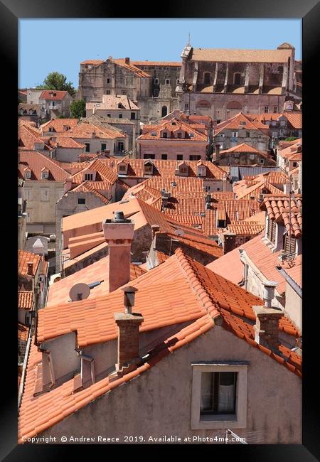 Rooftops of Dubrobnik Old Town Framed Print by Andrew Reece