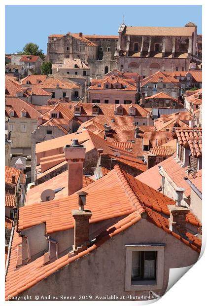 Rooftops of Dubrobnik Old Town Print by Andrew Reece