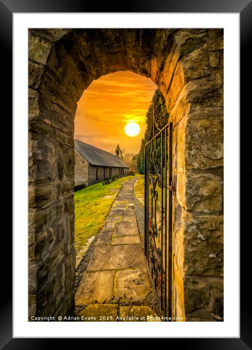 Church Entrance Sunset Framed Mounted Print by Adrian Evans