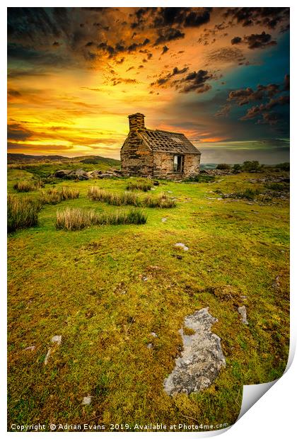  Rhos Quarry Slate Cottage Wales Print by Adrian Evans