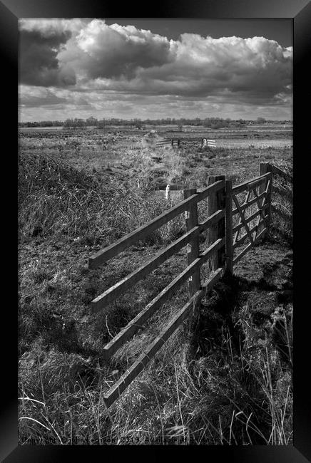 Gate on Yare Valley Marshes Framed Print by john kerrison
