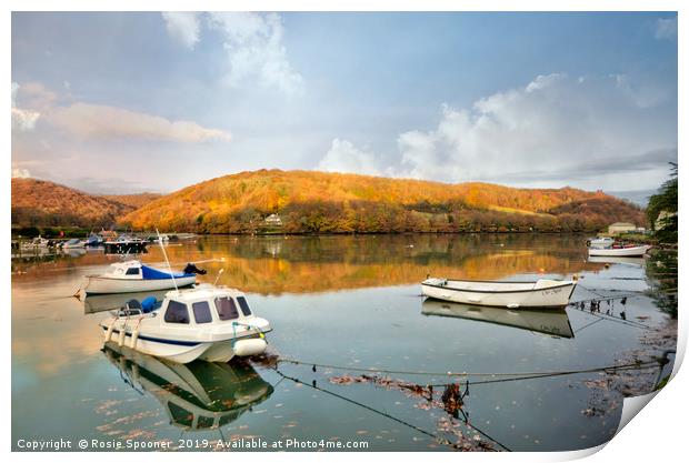 Early morning autumn view on the River Looe  Print by Rosie Spooner