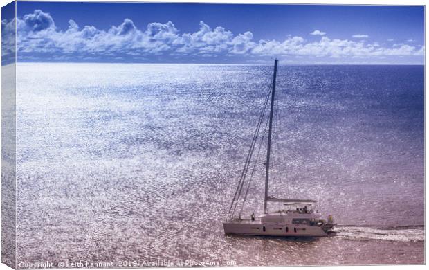 Caribbean Yacht off Grenada Canvas Print by keith hannant