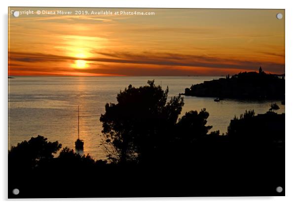 Croatia Sunset Acrylic by Diana Mower