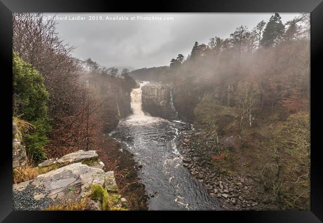 Fog lifting at High Force Waterfall, Teesdale Framed Print by Richard Laidler