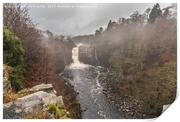 Fog lifting at High Force Waterfall, Teesdale Print by Richard Laidler