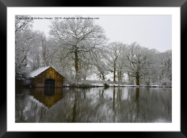 Snowy scene of local Beauty spot at Biddulph Count Framed Mounted Print by Andrew Heaps