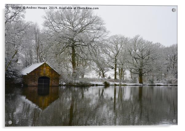 Snowy scene of local Beauty spot at Biddulph Count Acrylic by Andrew Heaps