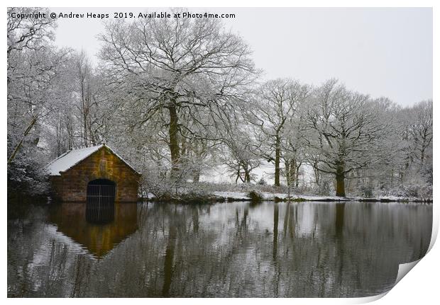 Snowy scene of local Beauty spot at Biddulph Count Print by Andrew Heaps