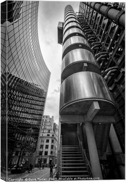 Lloyds building, City of London Canvas Print by Dave Turner