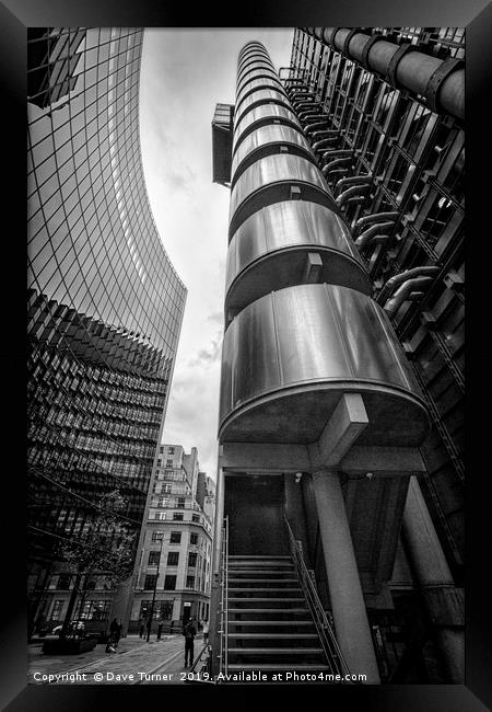 Lloyds building, City of London Framed Print by Dave Turner