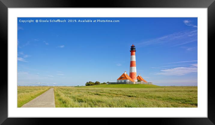 The Famous German Westerheversand Lighthouse Framed Mounted Print by Gisela Scheffbuch