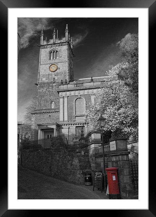 St Julians Church and passage BW Framed Mounted Print by David French