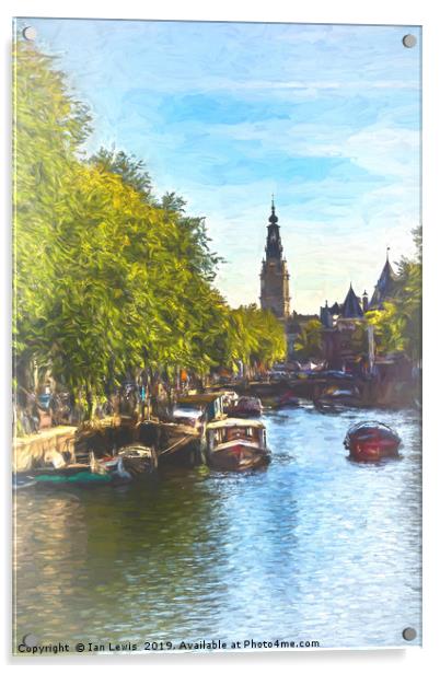 An Impressionist View Of Amsterdam Acrylic by Ian Lewis
