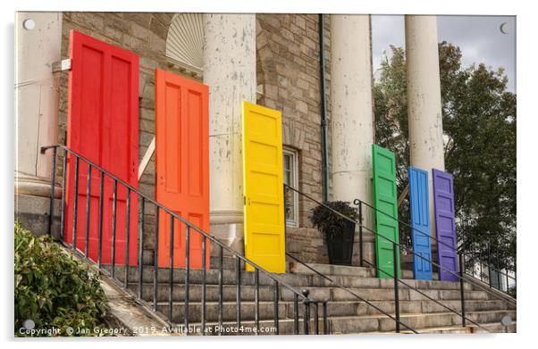Rainbow Doors Acrylic by Jan Gregory