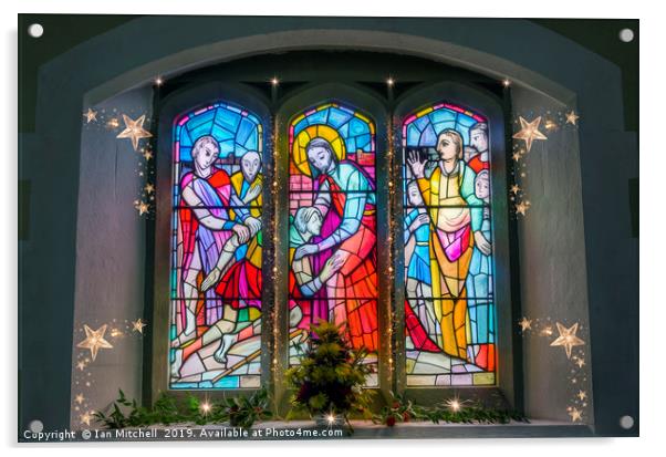 Christmas Church Window Acrylic by Ian Mitchell