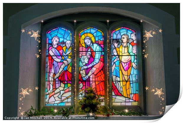 Christmas Church Window Print by Ian Mitchell