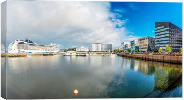 Trondheim Cruise Ship Panorama Canvas Print by Antony McAulay