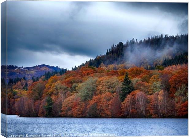 Pitlochry foliage in the Autumn, Scotland Canvas Print by yvonne & paul carroll
