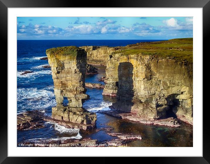 Yesnaby sea stacks, mainland Orkney, Scotland Framed Mounted Print by yvonne & paul carroll