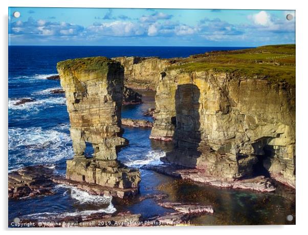 Yesnaby sea stacks, mainland Orkney, Scotland Acrylic by yvonne & paul carroll