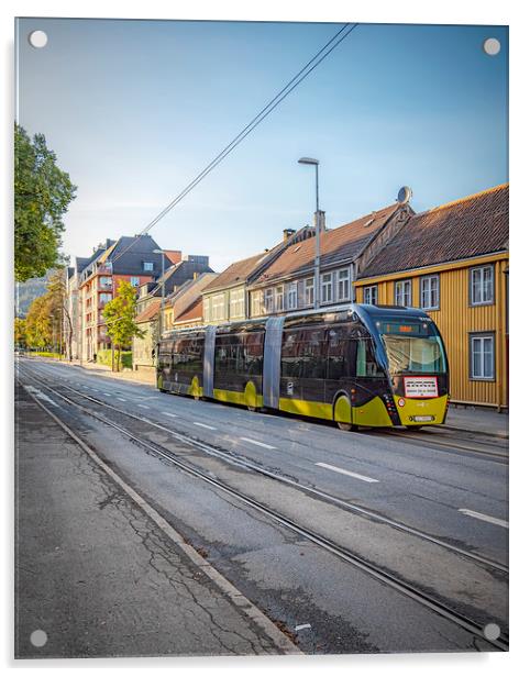 Trondheim Tram Like Super Bus Acrylic by Antony McAulay