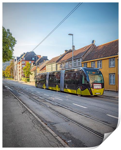 Trondheim Tram Like Super Bus Print by Antony McAulay