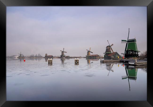 Windmills along the river Zaan Framed Print by John Stuij