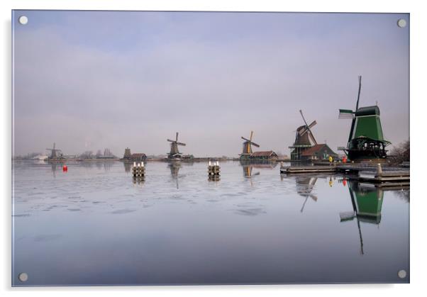 Windmills along the river Zaan Acrylic by John Stuij